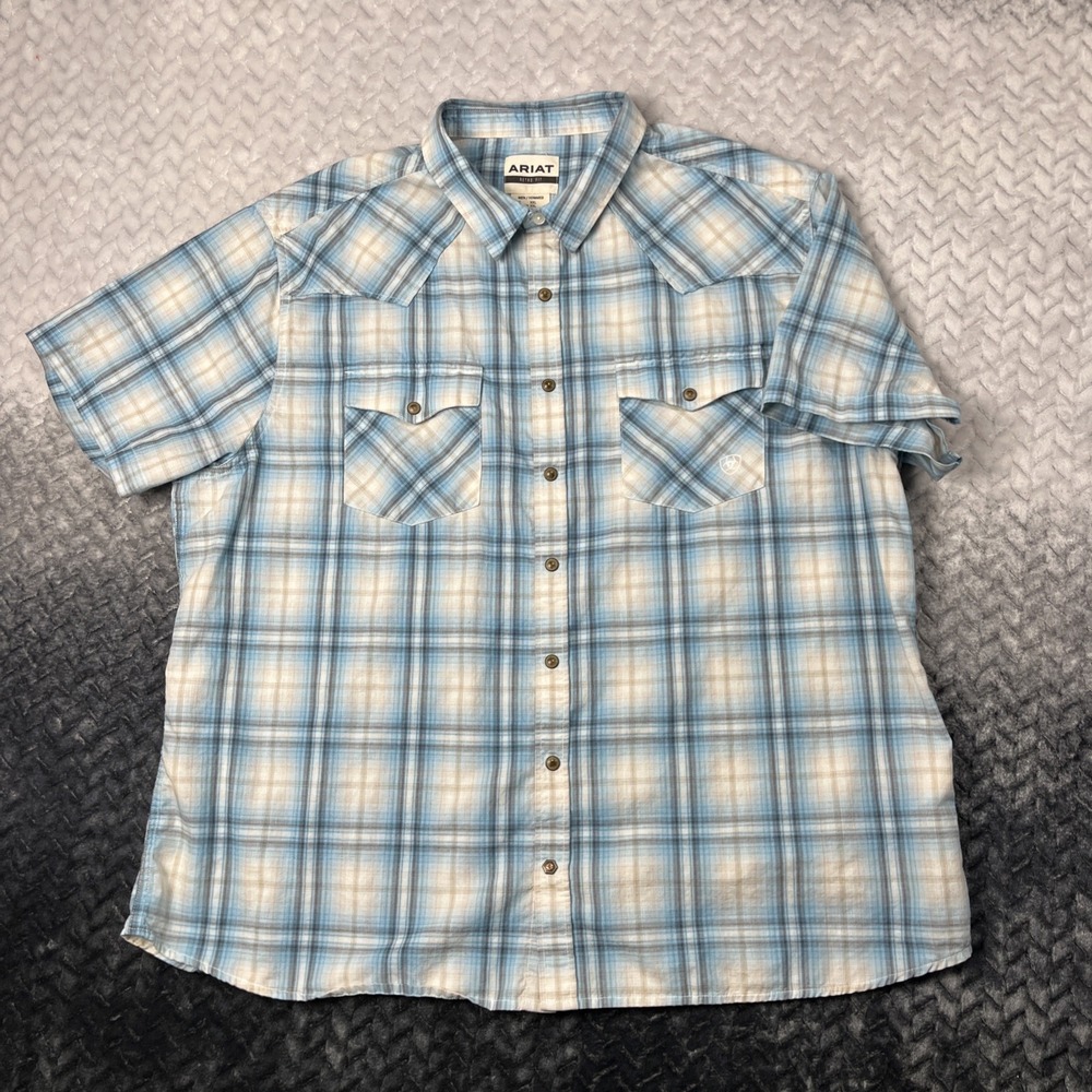 Ariat Retro Fit Pearl Snap Men's Premium SS Button Up Casual Shirt Size XXL 2XL